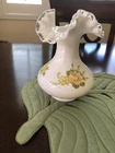 Fenton Ruffled White Vase Hand Painted Signed Rare
