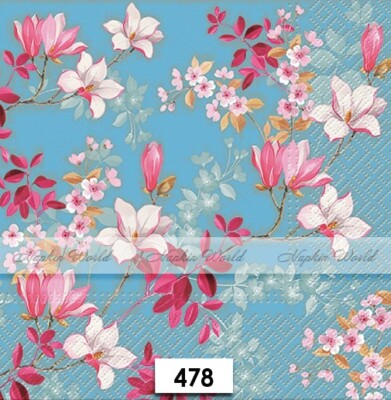 (478) TWO Individual Paper Luncheon Decoupage Napkins - MAGNOLIA, BLOSSOMS