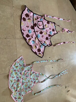 BIG SUGAR BAKESHOP Aprons Cupcake Kitchen Baking Mommy & Daughter Brown Pink 