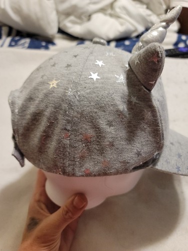 Justice Girls Unicorn Baseball Style Hat Gray With Stars - Picture 3 of 6