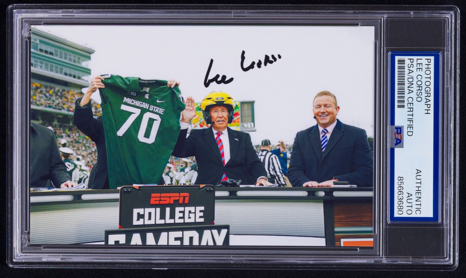 Lee Corso Signed Photo (PSA) ESPN College Game Day Michigan vs Michigan State
