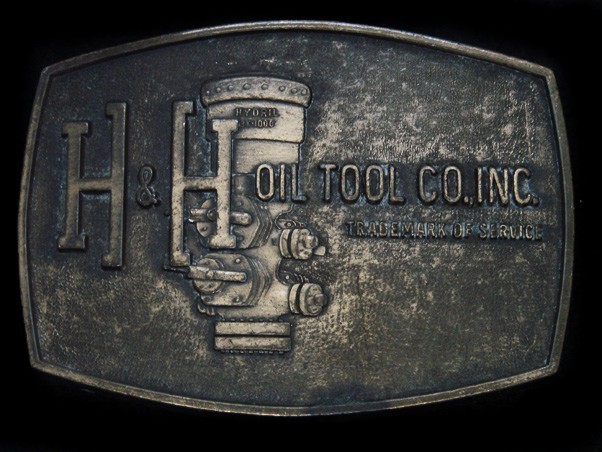 SL13141 VINTAGE 1970s **H & H OIL TOOL CO. INC.** OILFIELD BRASSTONE BELT BUCKLE