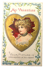 Antique 1910-1914 Valentine's Day Postcard YOUR PICTURE IS ENSHRINED IN MY HEART