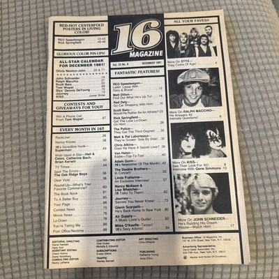 16 Magazine December 1981 John Schneider, Ralph Macchio , Please Read
