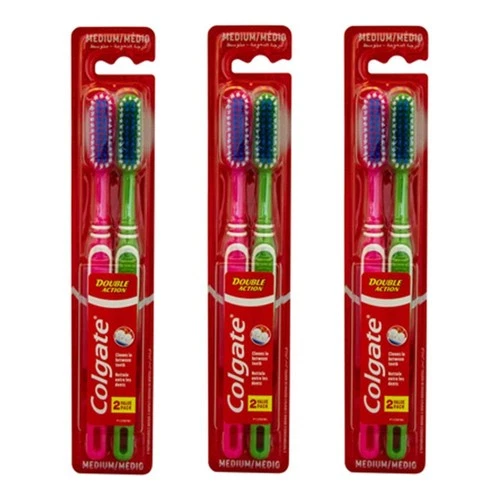 Colgate Double Action Toothbrush Medium Bristles Deep Clean - 3 x Twin Pack
