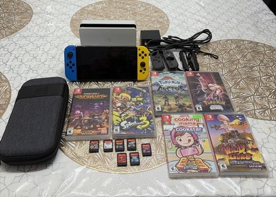 Nintendo Switch OLED Console Bundle + 13 Games , SD card , Fortnite Joycons !