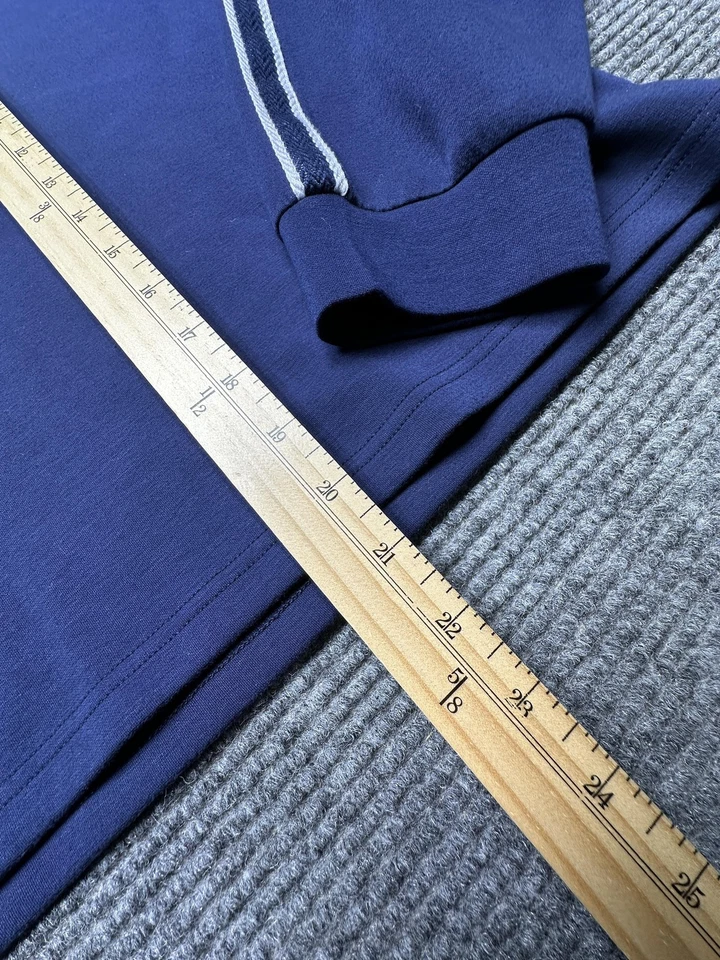 Elie Tahari 卫衣女式 XL 海军蓝圆领条纹袖套衫弹力 — 第 2/4 张图片