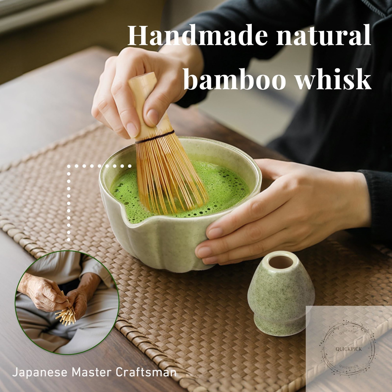 Matcha Whisk Set,7 PCS Ceramic Matcha Kit Includes Matcha Bowl with Spout Matcha