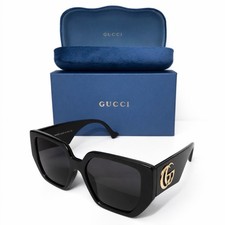 Gucci Women's Oversized Black  Gold Geometric Square Sunglasses LIGHTLY WORN 