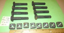 8 - VINTAGE, N.O.S., 1/2" X 2 1/2" SQUARE HEAD & NUTS BLACK OXIDE MACHINE BOLTS
