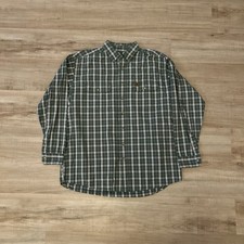 Wrangler Riggs Workwear Green WhiteCheckered Plaid Button Down Men's XL