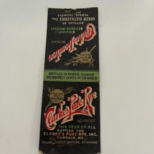 Clarke's Pure Rye 90 Proof The Peer Of All c1940 Matchbook Cover STE2-MKO-B