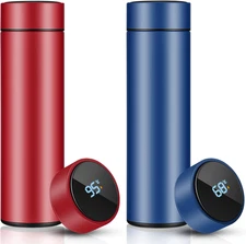 2 Pcs Smart Water Bottles with Digital Temperature Display Coffee Tea Infuser Bo