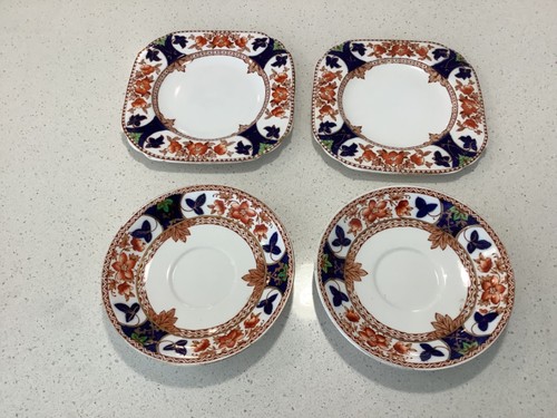 CROWN DOUGLAS 1930s HAND PAINTED DECORATIVE IMARI BONE CHINA PLATES