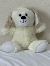 KellyToy 9 Inch Ivory Puppy Dog Plush Tan Ears Very Soft Clean