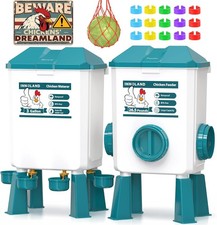 Chicken Feeder and Waterer Set - 3 Gallon/26.5 Pounds, Automatic Chicken Waterer
