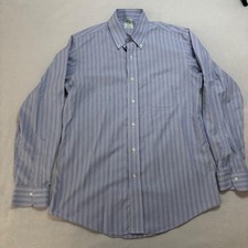 Brooks Brothers Milano Shirt Men's 15.5 33 Blue Stripe Non-Iron Supima Cotton