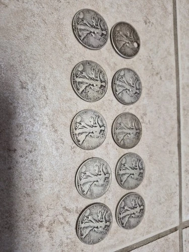 lot of 10 walking liberty half dollars