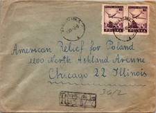 GOLDPATH: Poland cover 1946 to USA airmail registered CV925_P13