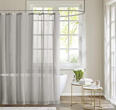 Anna Sheers Shower Curtain, Textured Striped Accent Design, Modern Mid-Centur...