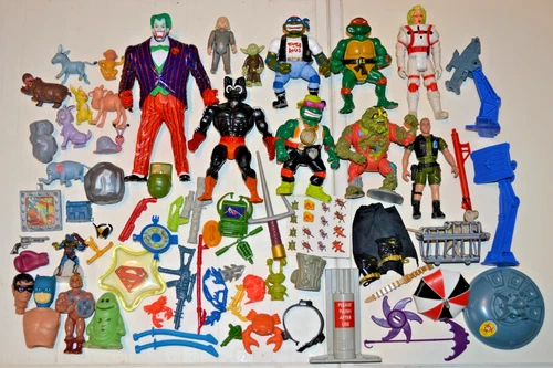 Vintage lot of 10 loose figures and accessories Star Wars Turtles Ghostbusters +