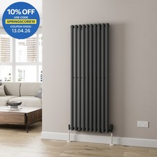 Anthracite Designer Radiator Vertical Oval Column Single Panel Rad 1600x600mm