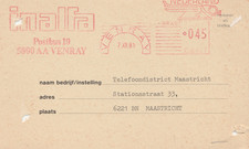 VENRAY 1981 INALFA Metaalwarenfabr.  Maasheseqweg 83 roodfrankering roodfrankeri