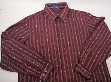 Vintage Givenchy For Chesa Shirt Maroon Red Pattern Logo Button Up Men's XL Poly