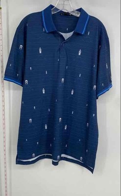 Waggle Golf Mens Blue Short Sleeve Spread Collar Polo Shirt Size XL