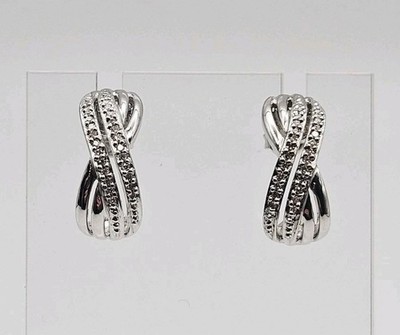 Kajal Naina KN Sterling Silver Diamond Twist Crescent Dangle Earrings .75''