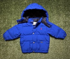 Polo Ralph Lauren Boys Down Fill Warm Hooded Puffer Jacket Size 18 Months Blue