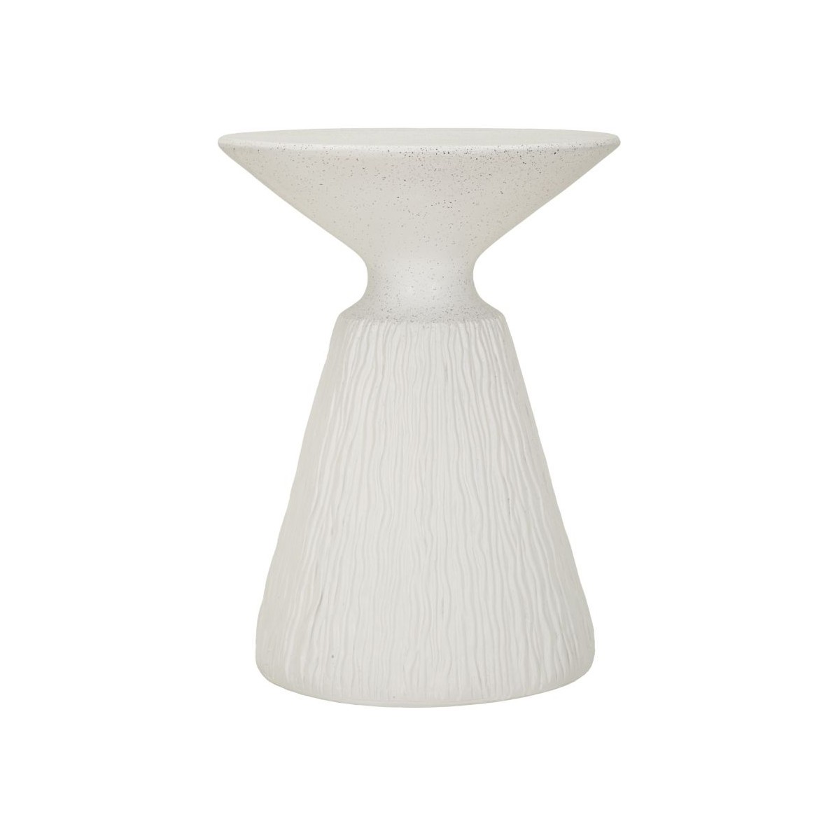 Table d'appoint moucheté cône 53cm blanc bout de canapé design