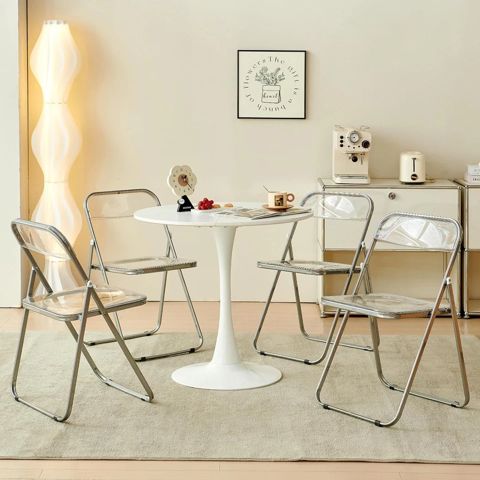 Set Di 6 Pieghevole Sedia in Metallo Trasparente PET Sedia Pieghevole Poltrona 1 - Immagine 2 di 4