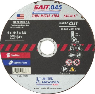 United Abrasives 23606 6x.045x7/8 SAIT.M.X. Thin Metal Cutting Wheel 50 pack