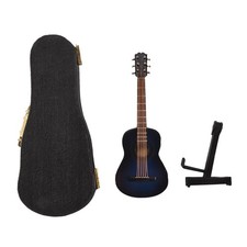 A-Wooden Miniature Guitar with Stand and Case Musical Instrument Miniature5085