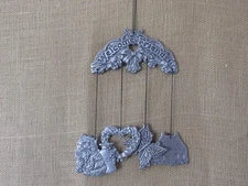 Cast Aluminum WELCOME FRIENDS Wind Chime ~ House, Butterfly, Heart & Kitty Cat