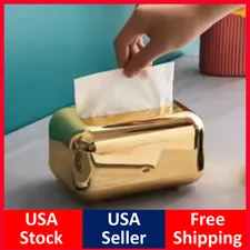 Gold Tissue Box Cover Rectangular, Gold Tissue Box Holder, Tissue Box Storage