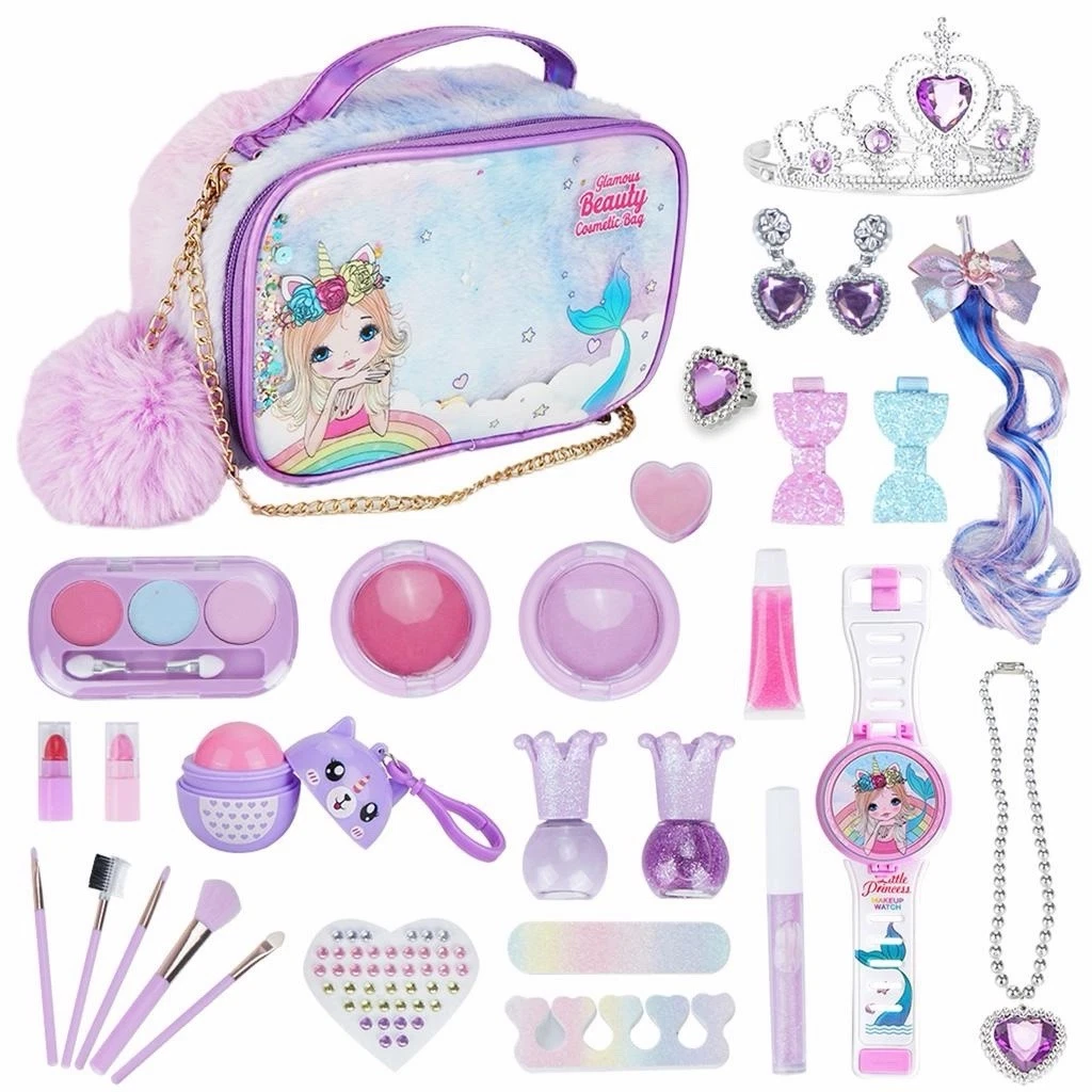 “Little Princess" Glamorous Beauty Cosmetic Bag. 29-piece kids, makeup kit,