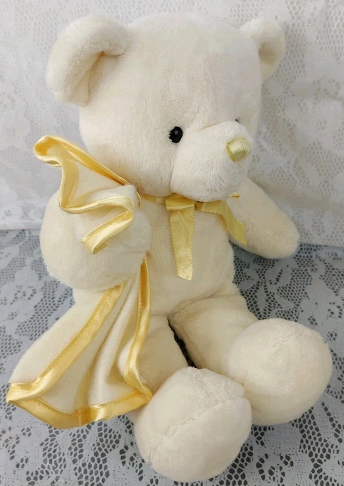 Prestige Teddy Bear Plush Yellow Cream Baby Security Blanket 12" Stuffed Vintage - Image 3 of 4