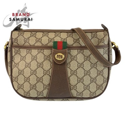 GUCCI Vintage Beige Brown GG Supreme Canvas 89 02 032 Shoulder Bag Pouch Ladies