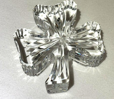 Authentic Waterford Clear Crystal 3-Leaf Clover Paperweight (Signed)