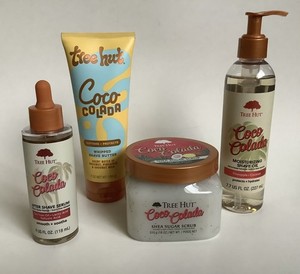 Tree Hut Coco Colada Shaving Set, Sugar Scrub, oil, serum, Whipped Shave Butter 