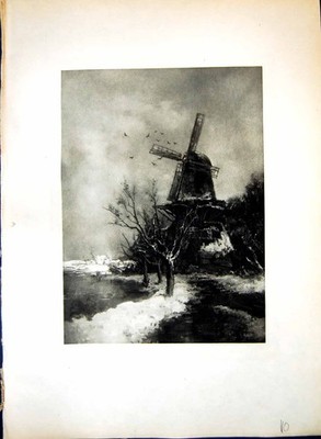 Alte Windmühle Winter 49,5 x 36,5 in Jacob Maris bekannt James Born Haag