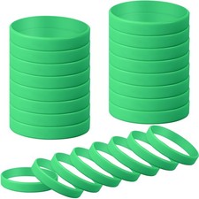24 Pcs Plain Silicone Rubber Bracelets Solid Color Rubber Wristbands Sports E...