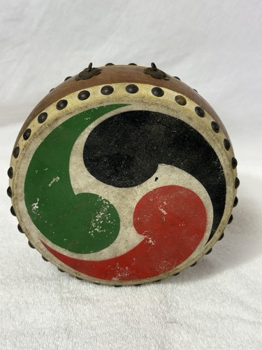 Vintage 8” Japanese Taiko Wadaiko Small Hand Drum Antique Asian Percussion (BC)