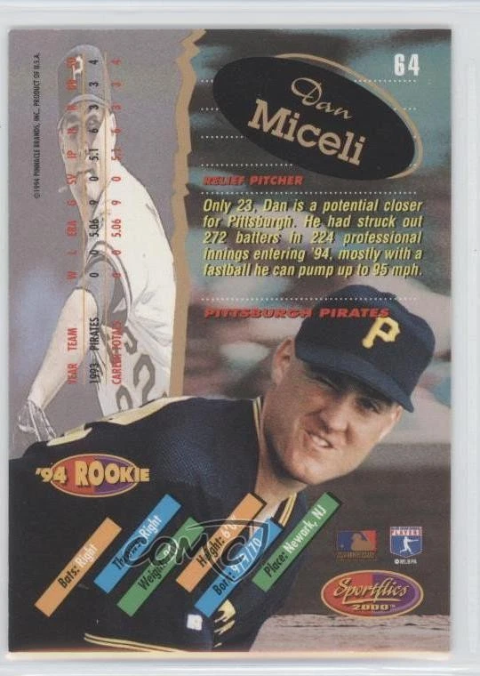 1994 Sportflics 2000 Rookie & Traded Dan Miceli #64 - Image 2 of 2