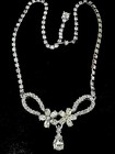 RARE Vrg. KRAMER Clear Pronged Set Rhinestone Floral Runway Bridal Necklace