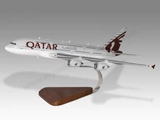 Airbus A380 Qatar Airways Desk Wood Airplane New Model Small Scale 1/250