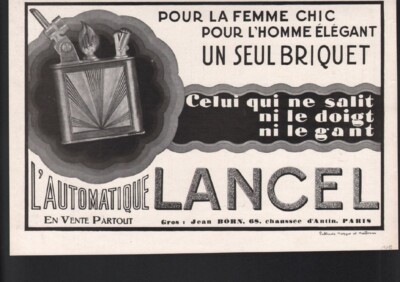 1928 LANCEL LIGHTER AUTOMATIC FIRE FLAME POCKET TOBACCO CIGARETTE DECO 21569