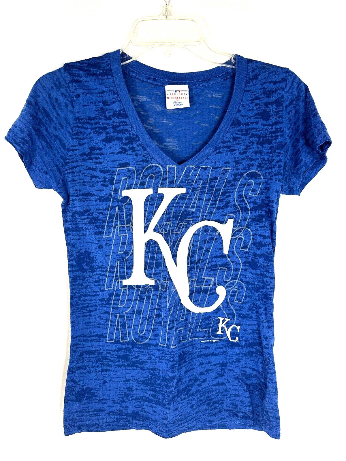 Cute KC Royals Blue Women's Adult Medium V-Neck Fan Gear T-shirt